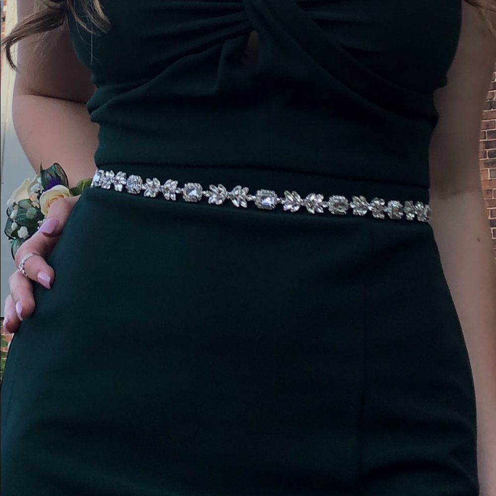 Halo emerald cut crystal sash